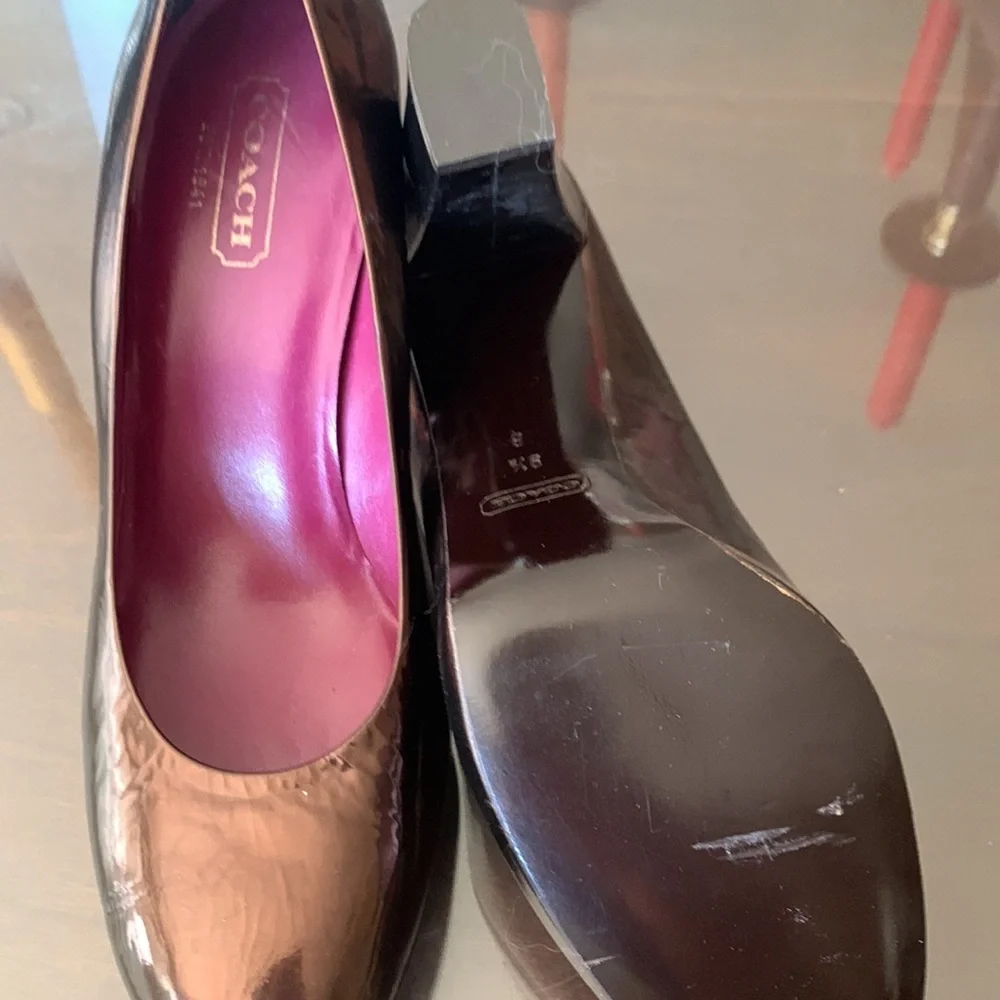 New Platform Dressy Coach Pearl Patent Leather Pumps - Picture 5 of 5
